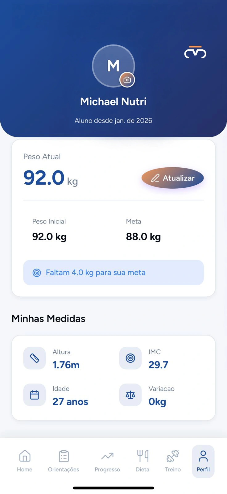 Screenshot of the Michael Cezar app (in Portuguese)
