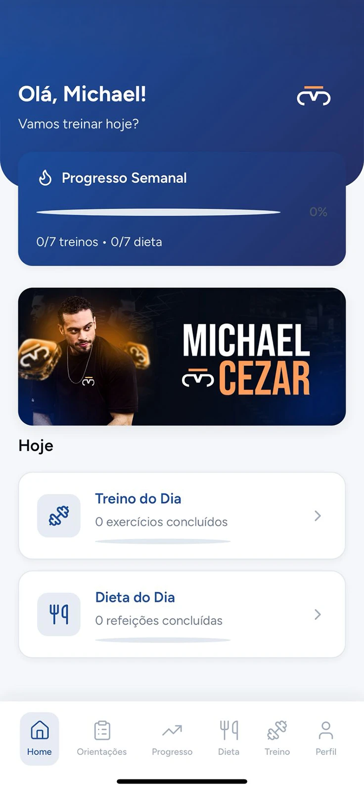 Screenshot of the Michael Cezar app (in Portuguese)