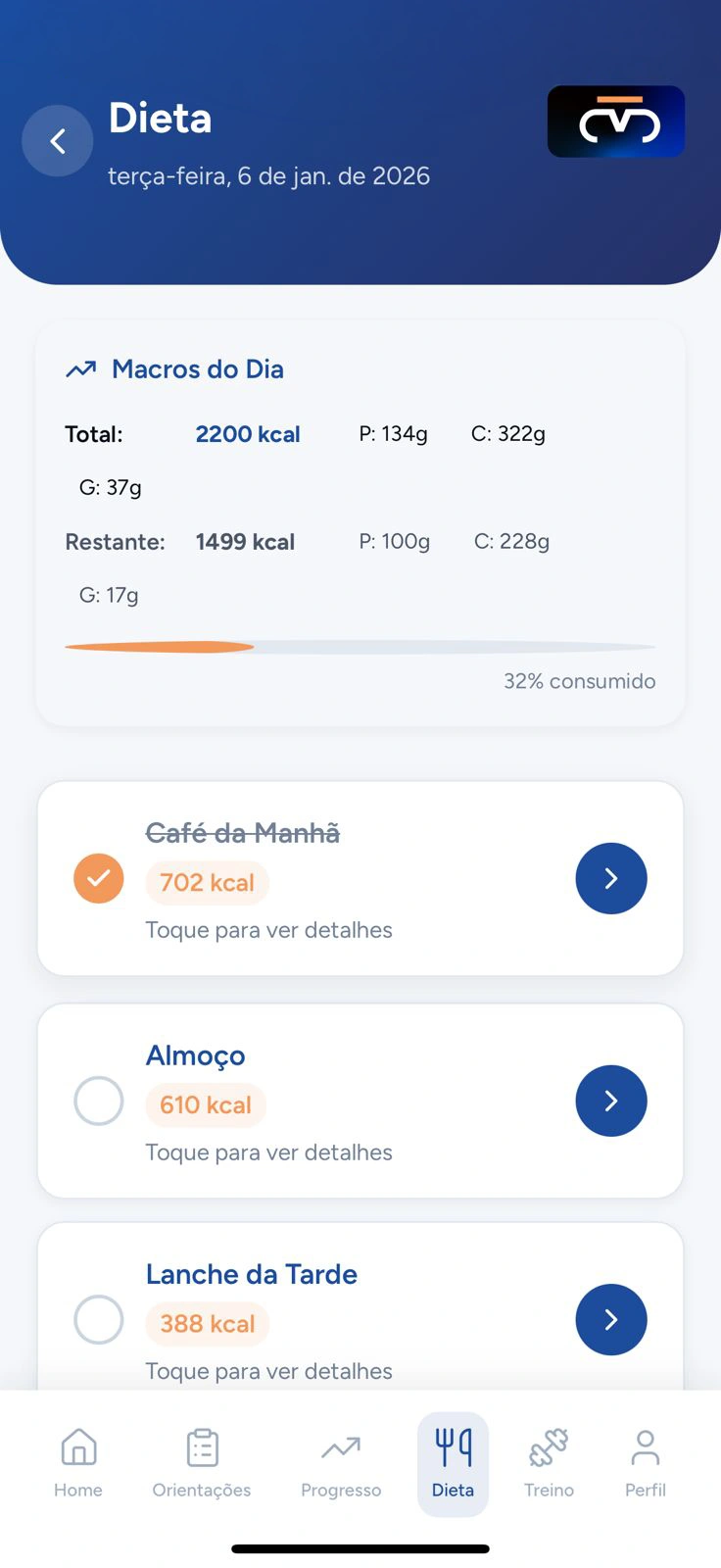 Screenshot of the Michael Cezar app (in Portuguese)