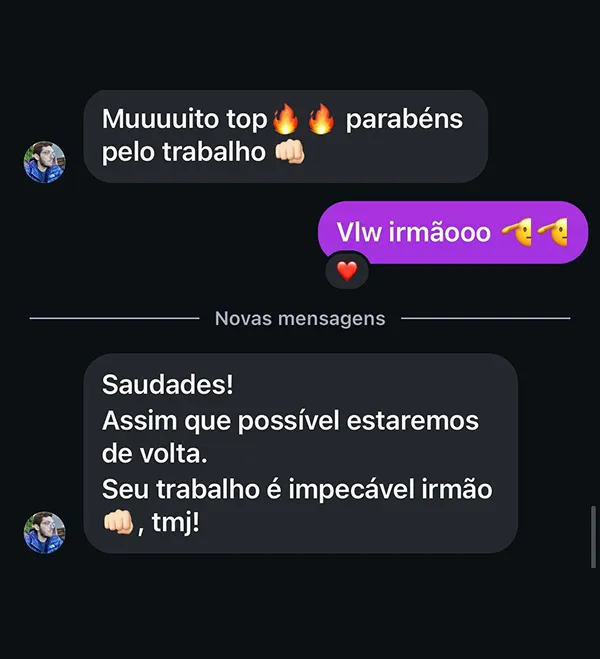 Message from Client, via Instagram (in Portuguese)