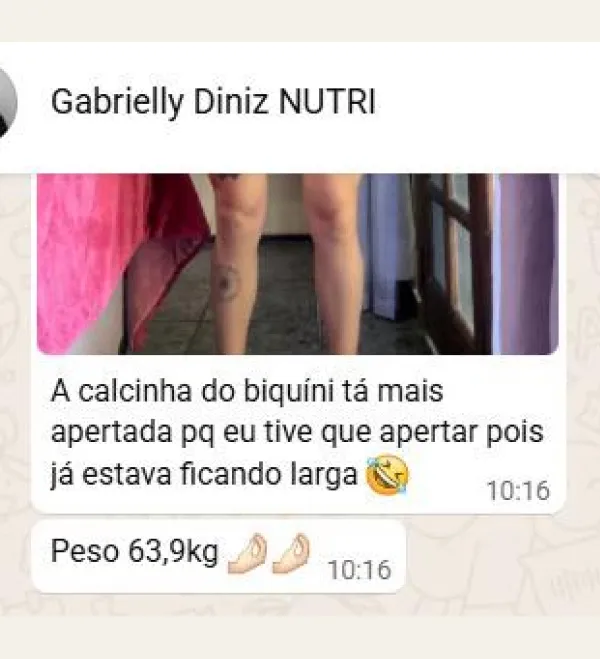 Message from Gabrielly D. (in Portuguese)