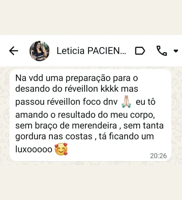 Message from Leticia (in Portuguese)